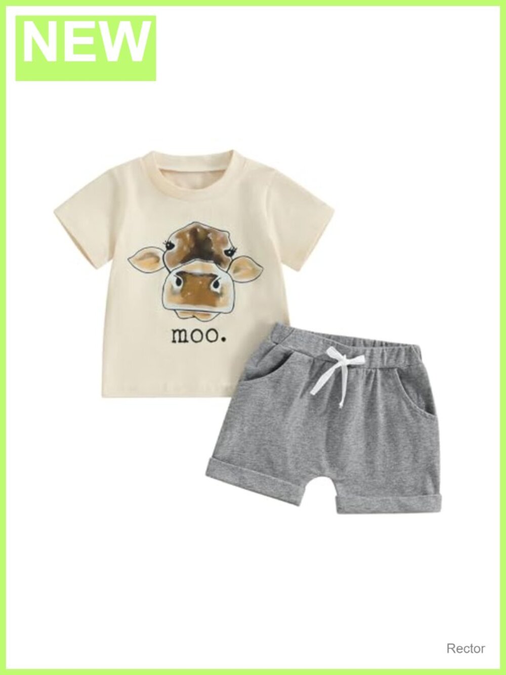 Toddler Baby Boy Cotton Blend 2-Piece Short Set Tee & Drawstring Shorts